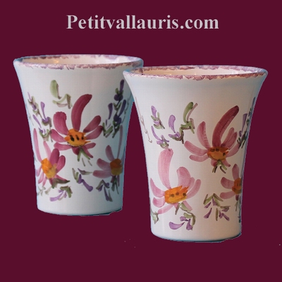 VERRE A DENTS DECOR FLEURS ROSES