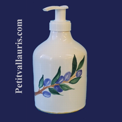 LIQUID SOAP DISPENSER BLUE OLIVES DECORATION