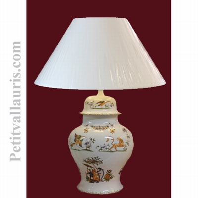 LAMPE FAIENCE MODELE CHINOIS DECOR TRADITION VIEUX MOUSTIERS