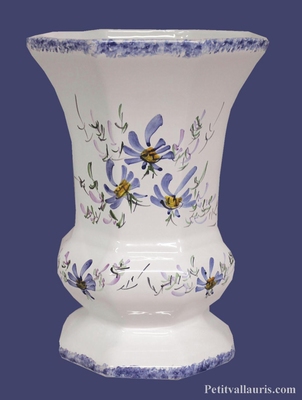 CERAMIC VASE MEDICIS MODEL MEDIUM SIZE BLUE COLOR FLOWERS