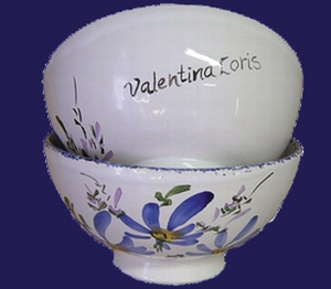 SIMPLE BOWL MODEL BLUE FLOWERS DECORATION