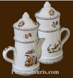 FAIENCE COFFEE POT OLD MOUSTIERS TRADITION DECORATION