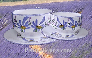 DEJEUNER DECOR FLEURS BLEUES (TASSE ET SOUS TASSE)