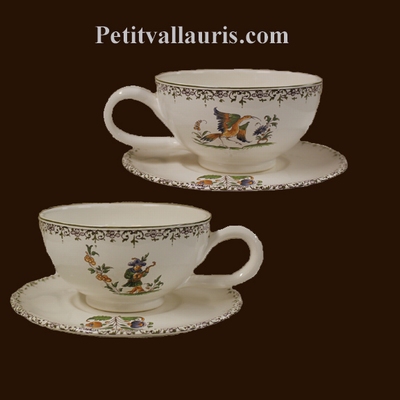 TASSE A THE ET SOUS-TASSE DECOR TRADITION VIEUX MOUSTIERS