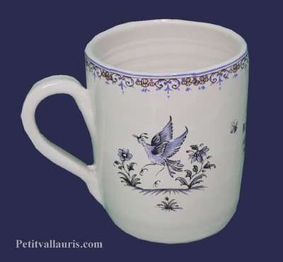 MUG LARGE SIZE OLD MOUSTIERS TRADITION DECORATION BLUE