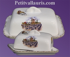 BUTTER BOX PROVENCAL LANDSCAPE DECOR WITH RELIEF CICADAS