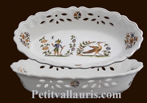 CORBEILLE OVALE AJOUREE DECOR TRADITION VIEUX MOUSTIERS