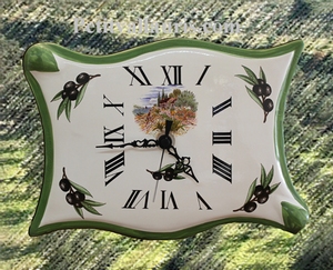 FAIENCE WALL CLOCK PARCHMENT MODEL OLIVE-TREE PROVENCE PAINT