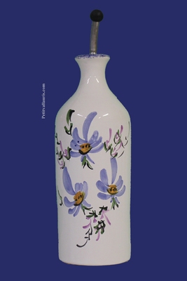 HUILIER MODELE BOUTEILLE DECOR FLEURS BLEUES