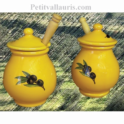 POT A MOUTARDE DECOR OLIVES NOIRES