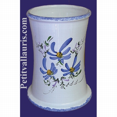 PORTE USTENSILES CUISINE DECOR FLEURS BLEUES