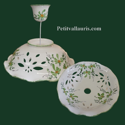 CERAMIC SUSPENSION GREEN FLOWERS DECORATION DIAMETER 33 CM