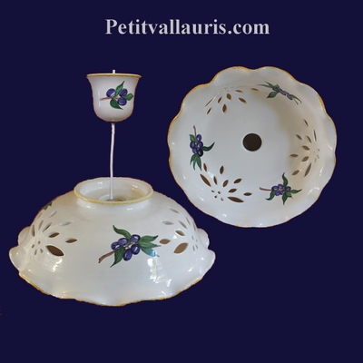 SUSPENSION CERAMIC BLUE OLIVES DECORATION DIAMETER 33 CM