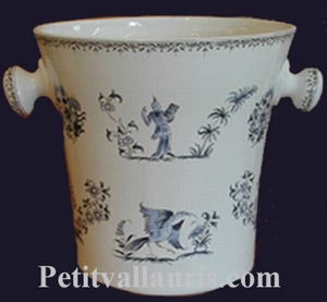 CHAMPAGNE BUCKET OLD MOUSTIERS BLUE TRADITION DECORATION