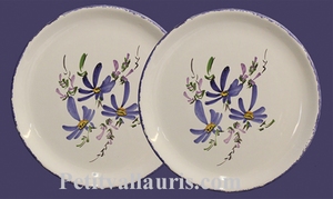 FAIENCE PLATE MODEL FLOWERS BLUE PAINT DECORATION