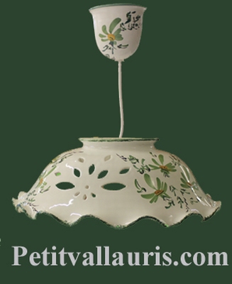 CERAMIC SUSPENSION DECOR GREEN FLOWERS DIAMETER 37 CM