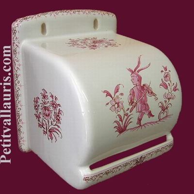 DEROULEUR DE PAPIER TOILETTE DECOR TRADITION MOUSTIERS ROSE