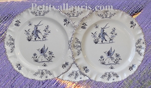 ASSIETTE MODELE LOUIS XV DECOR TRADITION VIEUX MOUSTIER BLEU