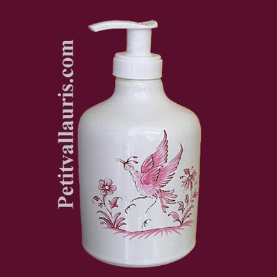 LIQUID SOAP DISPENSER OLD MOUSTIERS PINK DECORATION