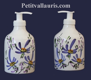 DISTRIBUTEUR DE SAVON LIQUIDE DECOR FLEURS BLEUES