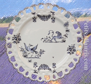 PLATE SUNFLOWER MODEL BLUE OLD MOUSTIERS DECORATION