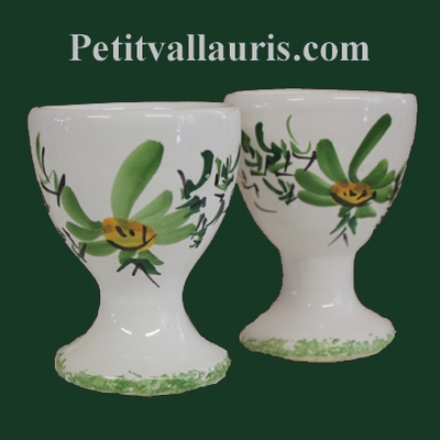 INDIVIDUAL EGG CUP GREEN FLOWERS DECOR