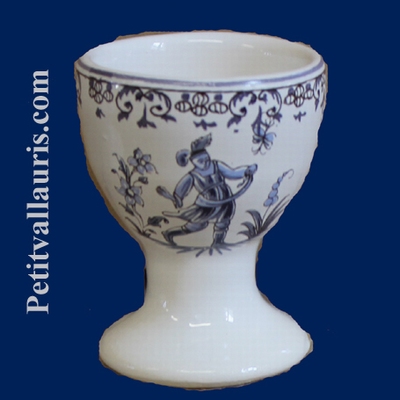 EGG CUP TRADITION BLUE OLD MOUSTIERS DECORATION