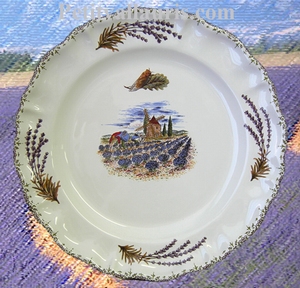 ASSIETTE MODELE LOUIS XV DECOR MOULIN PROVENCAL ET LAVANDES