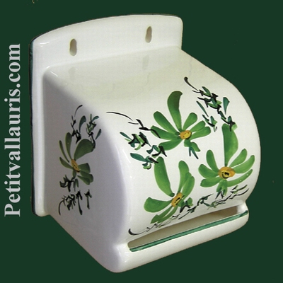 DEROULEUR DE PAPIER TOILETTE DECOR FLEURS VERTES