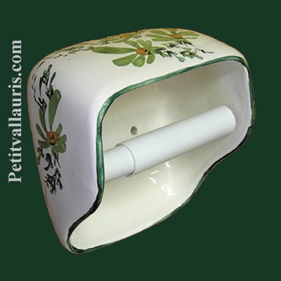 DEROULEUR DE PAPIER TOILETTE DECOR FLEURS VERTES NM