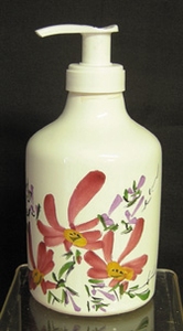 LIQUID SOAP DISPENSER PINK FLOWER DECORATION