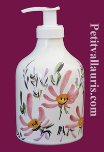 LIQUID SOAP DISPENSER PINK FLOWER DECORATION