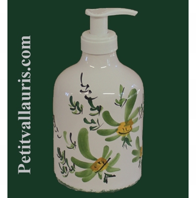 LIQUID SOAP DISPENSER GREEN FLOWERS DECORATION