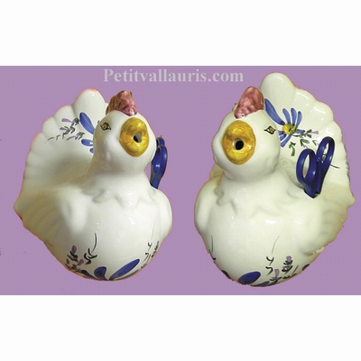 DISTRIBUTEUR DE FICELLE COCOTTE DECOR FLEURS BLEUES