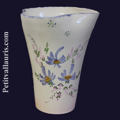 CERAMIC VASE GLAIEUL BLUE FLOWERS DECORATION HEIGHT 25 CM