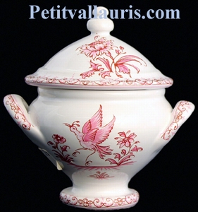 MINIATURE SOUP TUREEN PINK OLD MOUSTIERS DECOR TRADITION