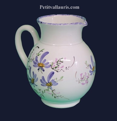 WATER JUG 1 LITER APPROXIMATELY BLUE FLOWER DECOR