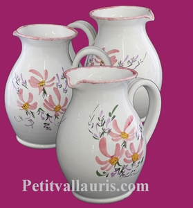 WATER JUG 1 LITER APPROXIMATELY PINK FLOWER DECOR