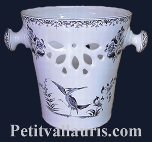 ICE BUCKET BLUE OLD MOUSTIERS TRADITION DECORATION