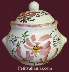 SUGAR BOWL STYLE MODEL PINK FLOWERS DECOR