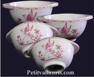 BOWL WITH HANDLES OLD MOUSTIERS PINK DECORATION