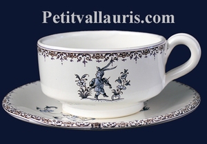 DEJEUNER (TASSE ET SOUS TASSE)DECOR TRADITION MOUSTIERS BLEU