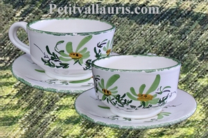 DEJEUNER DECOR FLEURS VERTES (TASSE ET SOUS TASSE)