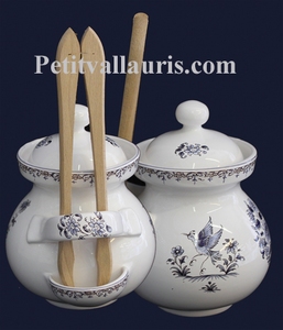 POT A CORNICHONS DECOR TRADITION VIEUX MOUSTIERS BLEU