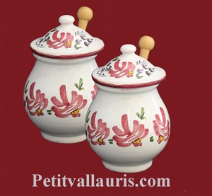 MUSTARD POT JAR MODEL PINK FLOWERS DECORATION