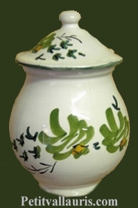 MUSTARD POT JAR MODEL GREEN FLOWERS DECORATION