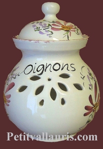 POT A  OIGNONS DECOR FLEURS ROSES AVEC INSCRIPTION  AU CHOIX