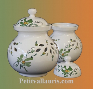 POT A  OIGNONS DECOR FLEURS VERTES