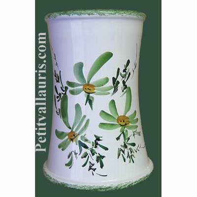 BIG USTENSILS KITCHEN CERAMIC SUPPORT GREEN FLOWERS DECO