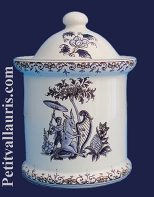 POT DE CHEMINEE ROND TAILLE 1 DECOR TRADITION MOUSTIERS BLEU